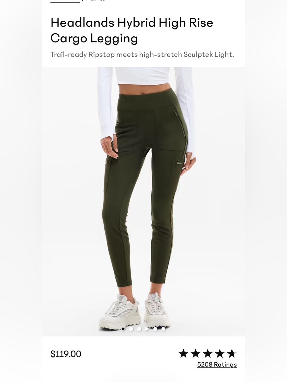 Athleta Headlands Hybrid Cargo Leggings - Sz 10 - Aspen Olive (on Athleta site)